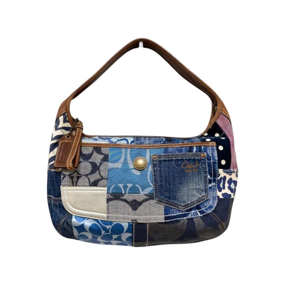 Coach Ergo Patchwork Hobo Blue Denim Jacquard Leather Y2K 10808